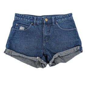 Billabong Denim Shorts Cuffed Distressed Y2K Surf Festival Retro Women Size 27